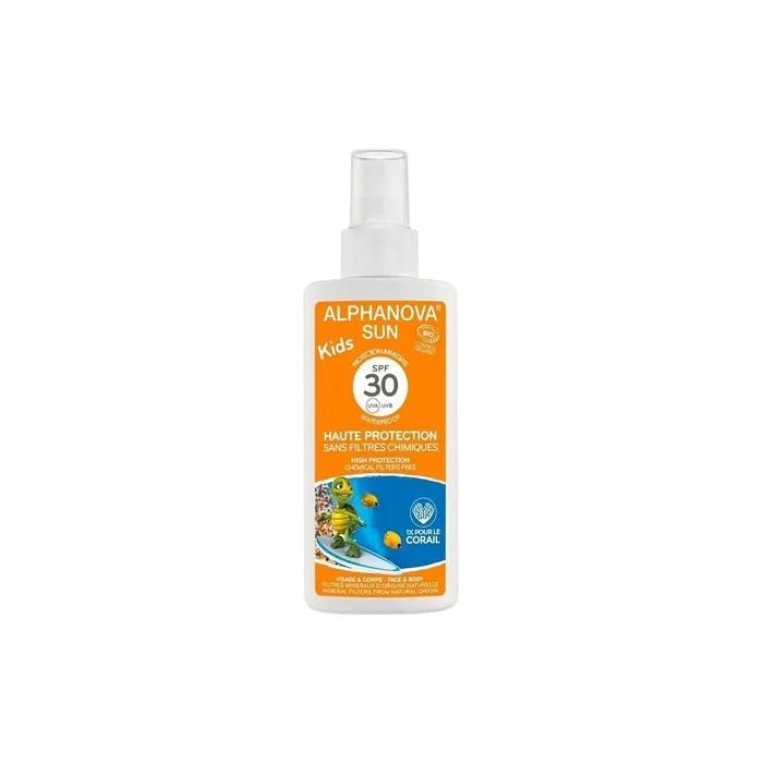 Alphanova Sun Organic Sunscreen Spray For Kids High Protection SPF 30 125ml