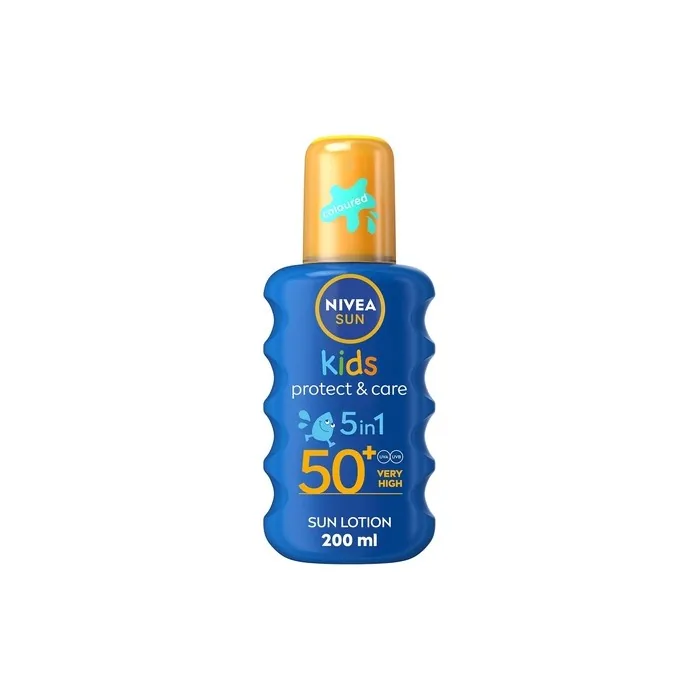 Nivea Sun Kids Protect & Care Spf 50 Coloured Spray 200ml Sunscreen Moisturizing Spray