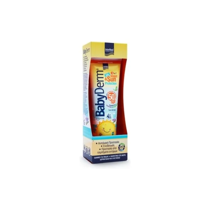 Intermed Babyderm Kids Moisturizing Children's Sunscreen & Insect Repellent 3 in 1 with SPF50 300ml