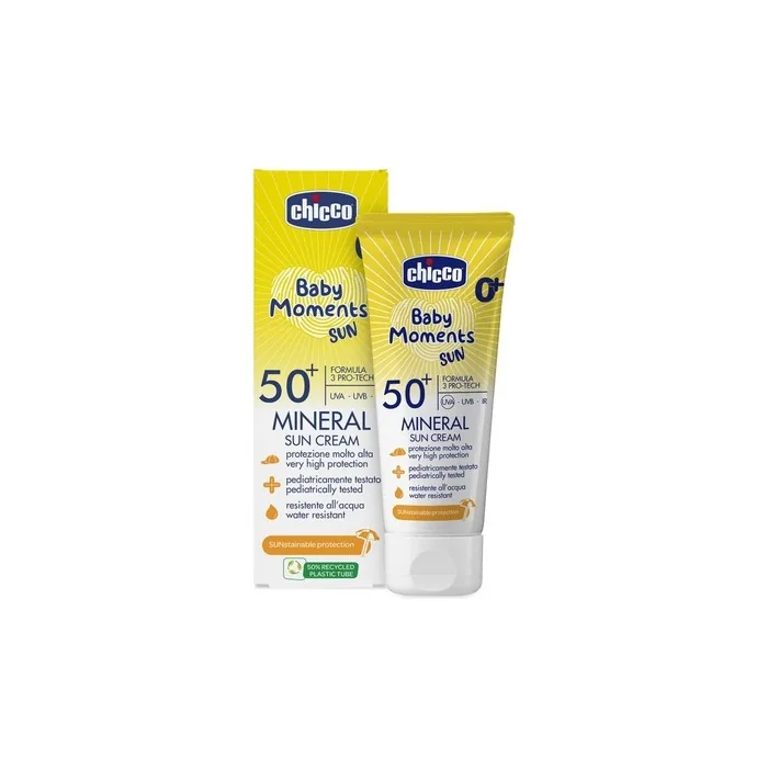 Chicco Mineral Sunscreen SPF 50+ for Kids Water Resistant Excellent Protection Against UVA UVB and Infrared 75ml