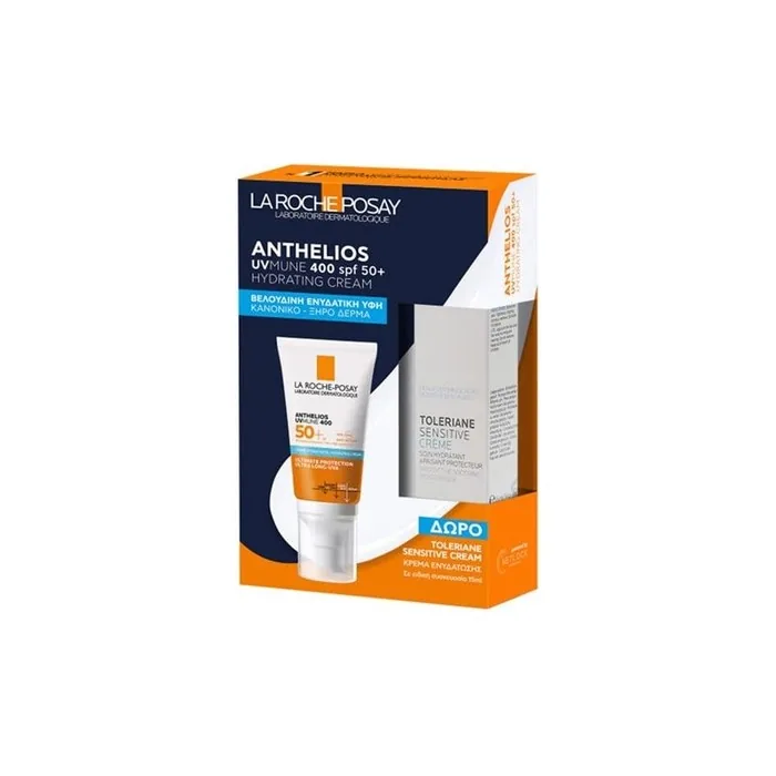 La Roche Posay Set Anthelios Uvmune 400 Hydrating Cream Spf50+ 50ml & Toleriane Sensitive Cream 15ml