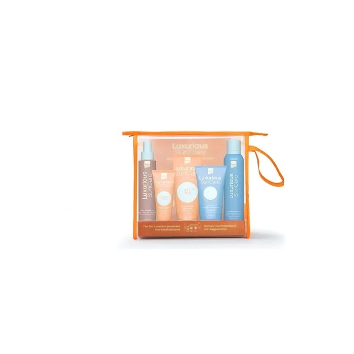 Luxurious Suncare Medium Low Protection Pack Includes Body Cream Spf15 200ml Face Cream Spf50 75ml Dark Tanning Oil 200ml After Sun Cooling Gel 150ml Hydrating Antioxidant