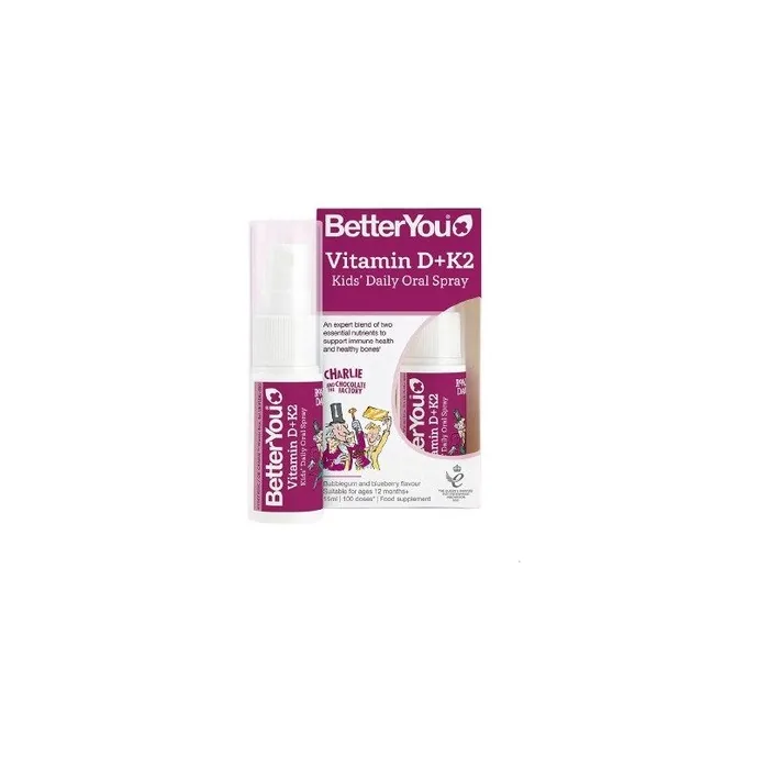 BetterYou Vitamin D+K2 Kid's Daily Oral Spray 15ml - Bubblegum & Blueberry