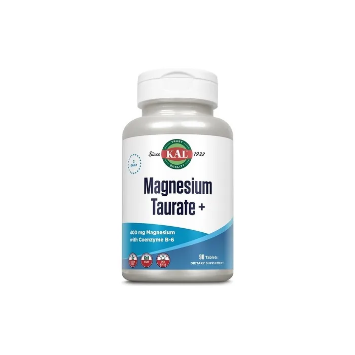 KAL Magnesium Taurate 400mg Plus CoEnzyme Vitamin B6 Chelated Magnesium Supplement 90 Tablets
