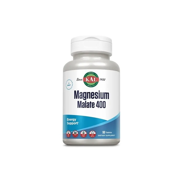 KAL Magnesium Malate 400mg Chelated Supplement with Malic Acid 90 Veg Tabs
