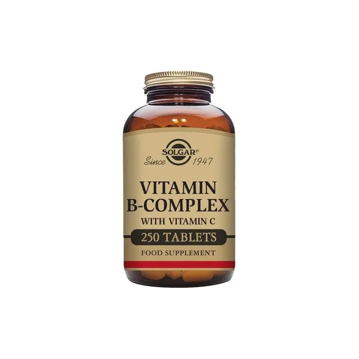 Solgar Vitamin B-Complex with Vitamin C Tablets High Strength Energy Immune and Nervous System Support 250 Tablets