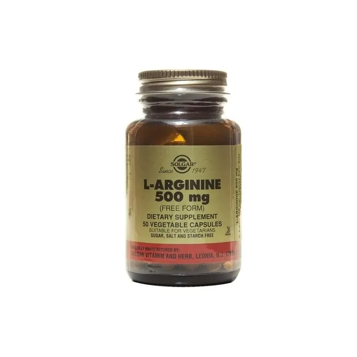 Solgar L-Arginine 500mg Vegetable Capsules for a Healthy Metabolism 50 Count - Vegan and Gluten Free