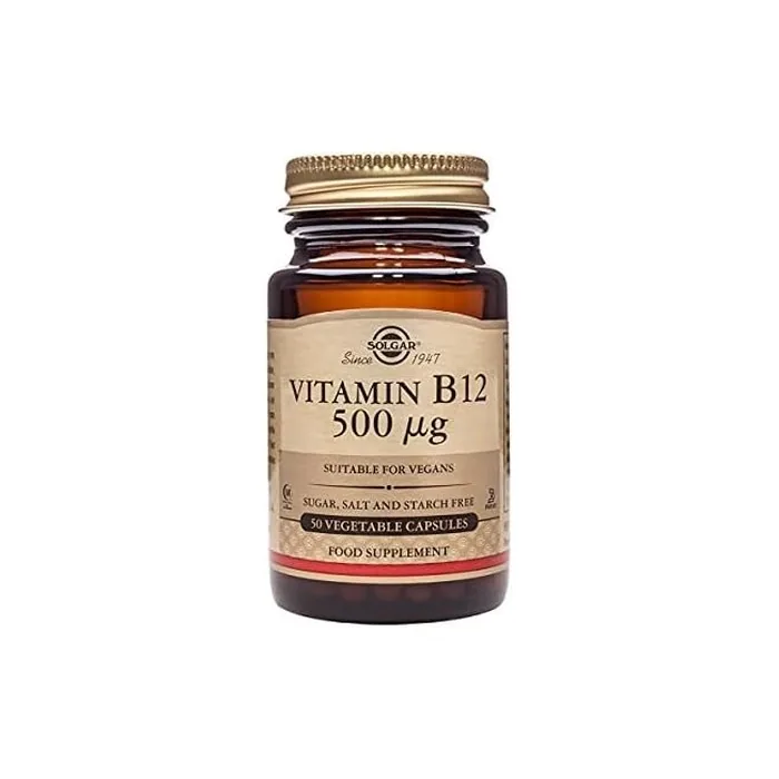 Solgar Vitamin B12 500µg Vegetable Capsules Easy to Take Form - Vegan