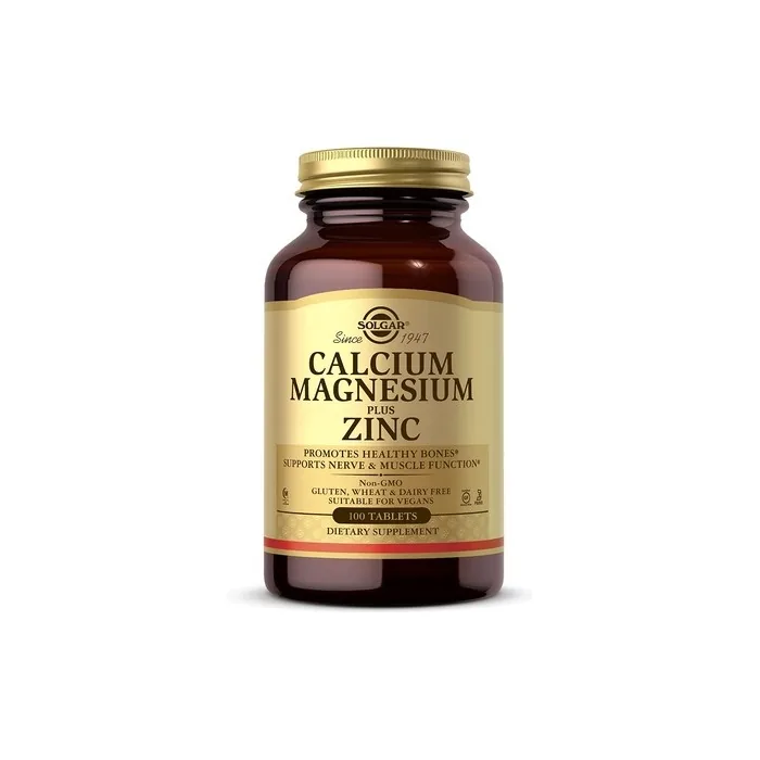 Solgar Calcium Magnesium Plus Zinc Tablets 100 Tablets - Supports Healthy Bones Teeth & Muscles and Nervous System - Vegan