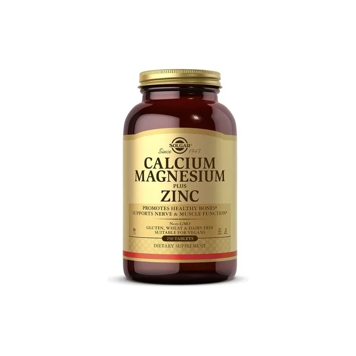 Solgar Calcium Magnesium Plus Zinc Tablets 250 Tablets - Supports Healthy Bones Teeth & Muscles and Nervous System - Vegan