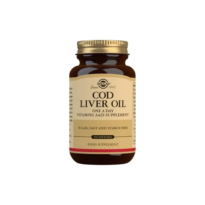 Solgar Cod Liver Oil Softgels Premium Blend of Essential Fatty Acid With Vitamins A & D Supports Brain, Vision and Heart Health Immunity Support Gluten Free