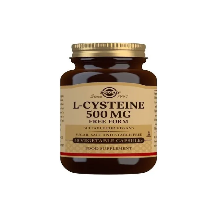 Solgar L-Cysteine 500mg Vegetable Capsules Metabolism Support Amino Acid Supplement for Skin, Hair and Nails