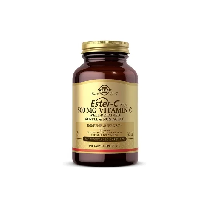 Solgar Ester-C Plus 500mg Vitamin C Supports Healthy Immune System Highly Absorbable Antioxidant 100 Vegetable Capsules