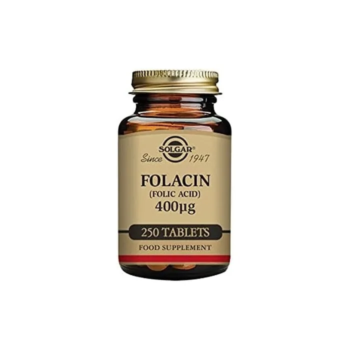 Solgar Folacin 400µg Tablets Vitamin B9 Healthy Wellbeing Healthy Maternal Tissue Growth Vegan Gluten Free and Kosher 250 Count