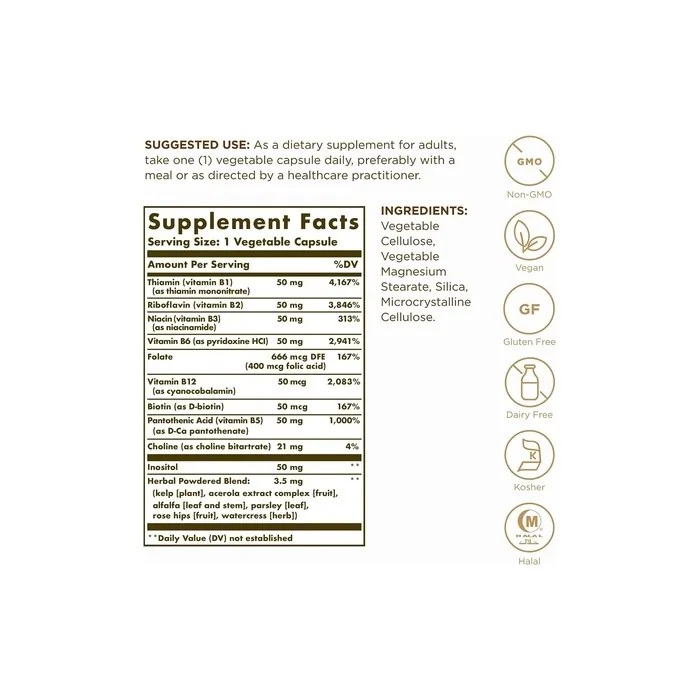 Solgar Vitamin B-complex High Potency 100 capsules