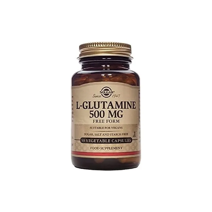 Solgar L-Glutamine 500mg Vegetable Capsules - Fuel For Muscles - Supports An Active Healthy Lifestyle - Vegan and Gluten Free