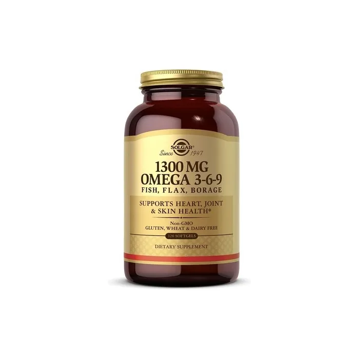 Solgar Omega 3-6-9 Softgels 120 Softgels - Blend of Premium Fish, Flax and Borage Oils - Specially Formulated Ratio - Molecularly Distilled to Remove Mercury, PCBs and Heavy Metal Contaminants