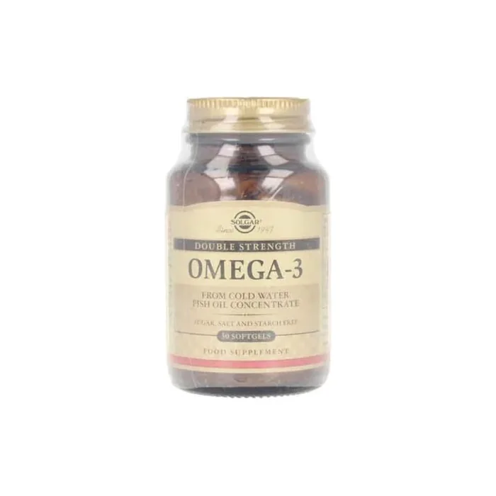 Solgar Omega-3 Double Strength Softgels 30 Count - Optimum Pure and Potent Form of EPA/DHA for Heart, Brain, and Eye Health - Gluten Free