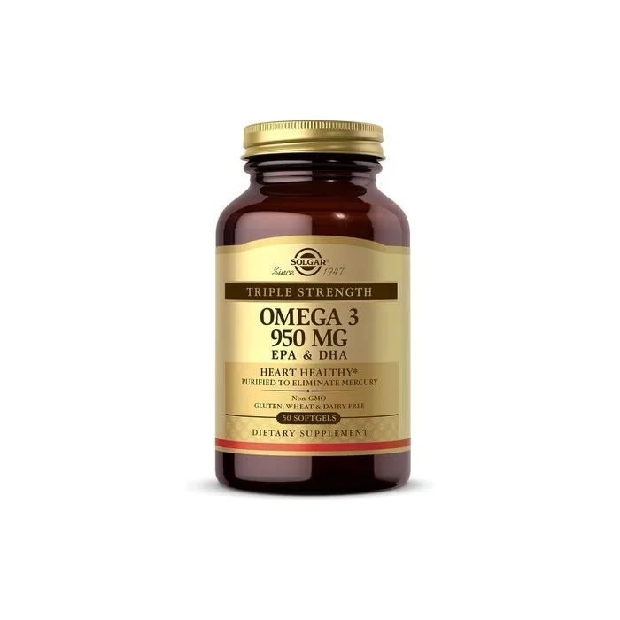 Solgar Triple Strength Omega 3 Supports Brain and Eyes Heart Health Friendly Fish Oil 50 Softgels