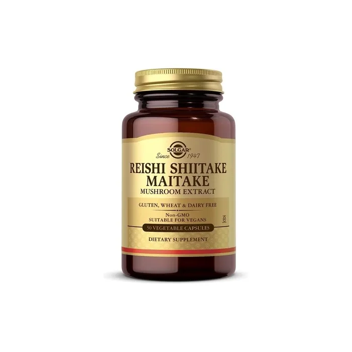 Solgar Reishi Shiitake Maitake Mushroom Extract Vegetable Capsules Combination of Japanese Mushrooms Gluten Free Vegan