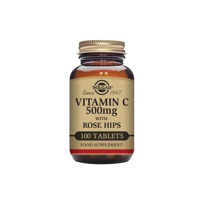 Solgar Vitamin C 500mg with Rose Hips Tablets - Healthy Immune System and Energy Levels - Antioxidant - Supports Collagen Formation - Vegan, Gluten Free and Kosher
