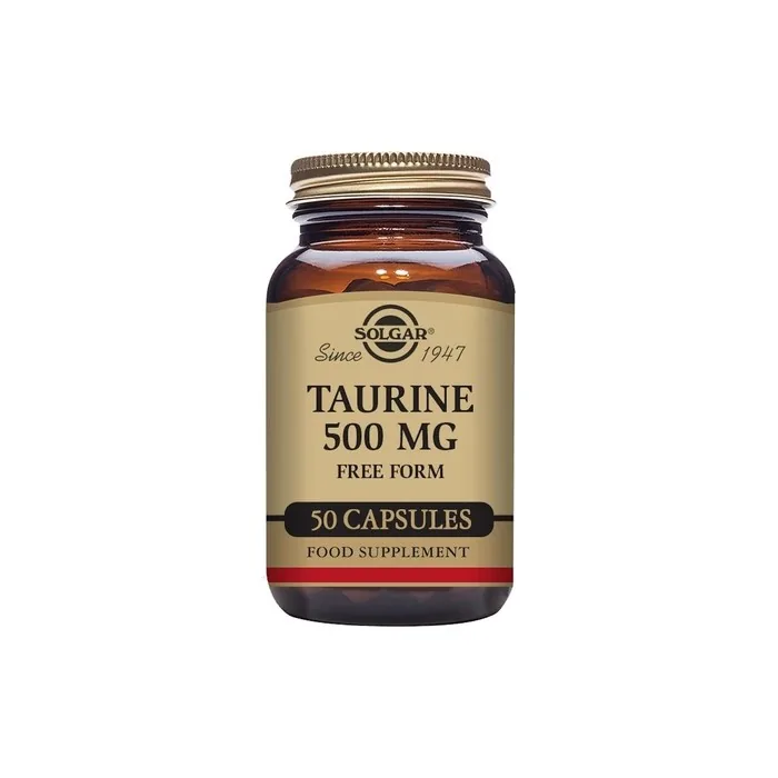 Solgar Taurine 500mg Vegetable Capsules Pack of 50 - Essential Amino Acid - Vegan and Gluten Free