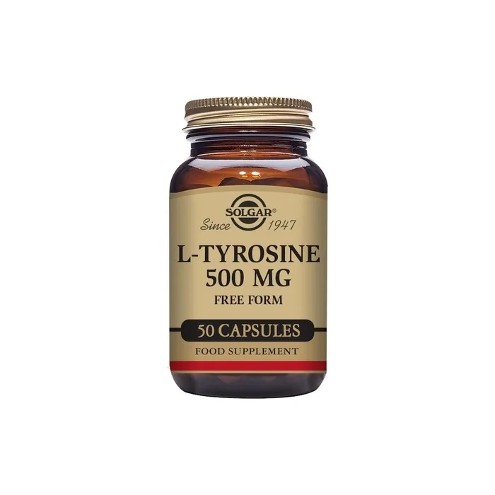 Solgar L-Tyrosine 500mg Amino Acid Blood and Nervous System Tissues Vegan 50 Vegetable Capsules