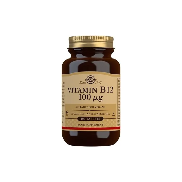 Solgar Vitamin B12 Tablets 100µg - Pack of 100 - Easy to Take Form - For Healthy Nervous System, Heart and Mind - Red Blood Cell Formation - Vegan