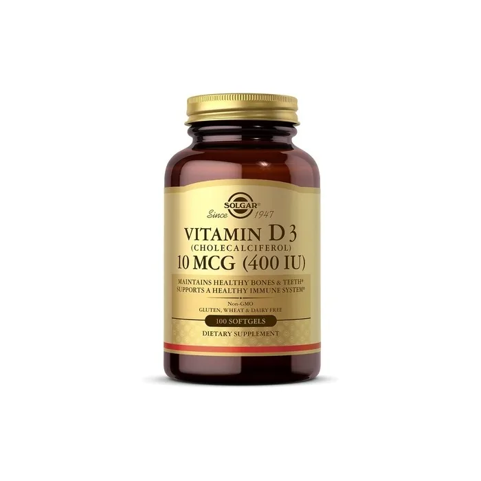 Solgar Vitamin D3 400 IU Softgels Cholecalciferol Keeps Bones and Teeth Healthy Supports Muscle Function and Immunity Vegetarian