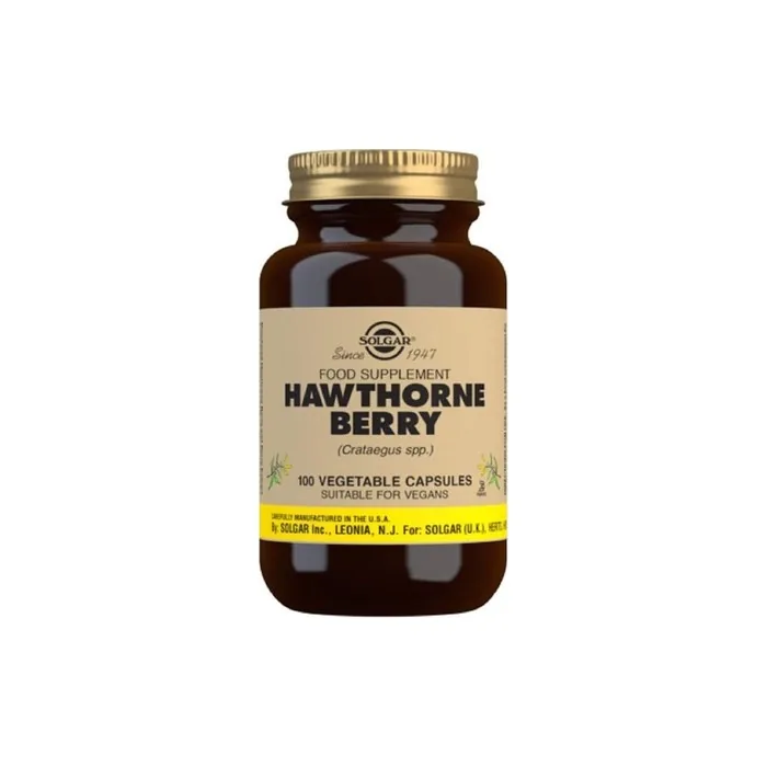 Solgar Hawthorne Berry Vegetable Capsules Powdered Extract 100 Capsules - Vegan, Vegetarian, Kosher