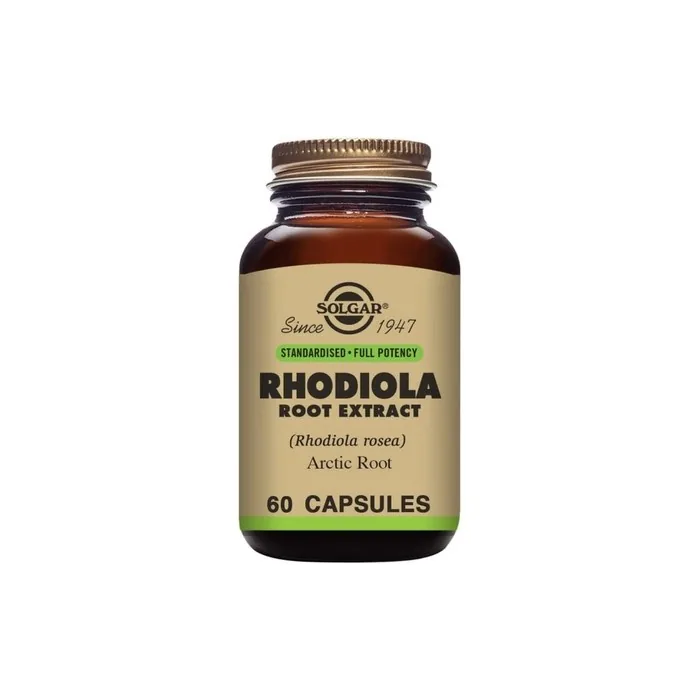 Solgar Rhodiola Root Extract 60 Vegetable Capsules - Stress Support - Standardized Full Potency (SFP) - Non-GMO Vegan Gluten Free Dairy Free Kosher