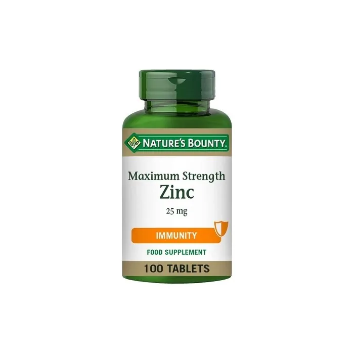 Nature's Bounty Maximum Strength Zinc Immunity Support and Antioxidant Supplement 100 Tablets 25mg