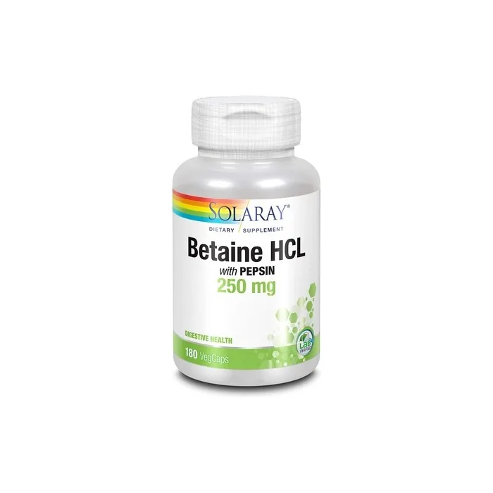 Solaray Hcl With Pepsin Digestive Support 250mg 180 Capsules
