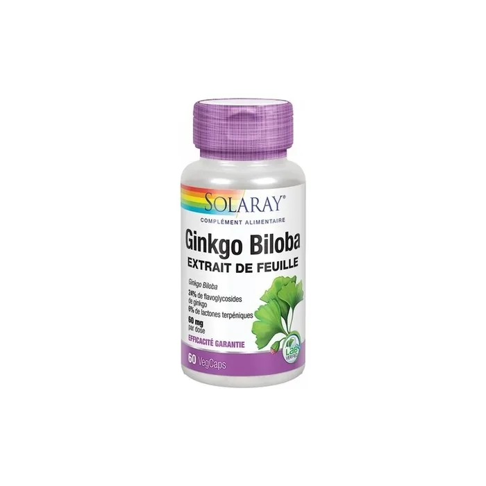 Solaray Ginkgo Biloba Dietary Supplement 60 Plant Capsules