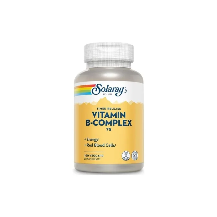 Solaray Vitamin B-Complex 75mg Timed-Release for Hair, Skin, Nails, Nerves, Immune Function