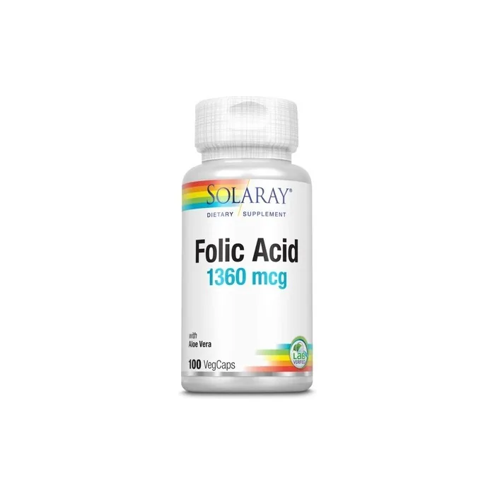 Solaray Folic Acid Capsules 1360mcg 100 Count