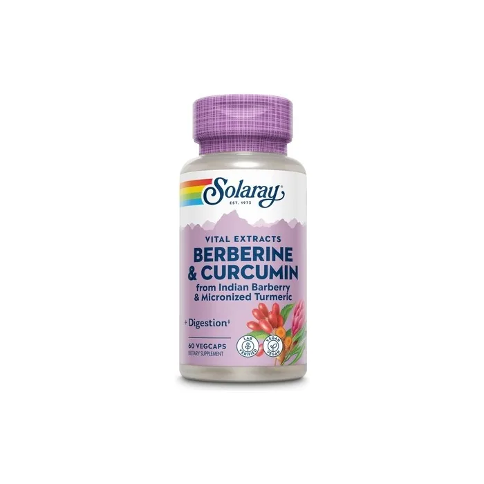 Solaray Berberine & Curcumin Root Extracts Healthy Digestive Cardiovascular Metabolic Function Support 60 VegCaps