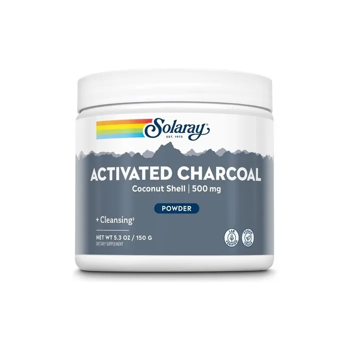 SOLARAY Activated Coconut Charcoal Powder 500mg Healthy Inner Cleansing & Digestive Tract Support - 300 Servings