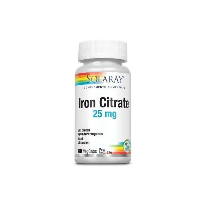 Solaray Iron 25mg Dietary Supplement 60 Capsules