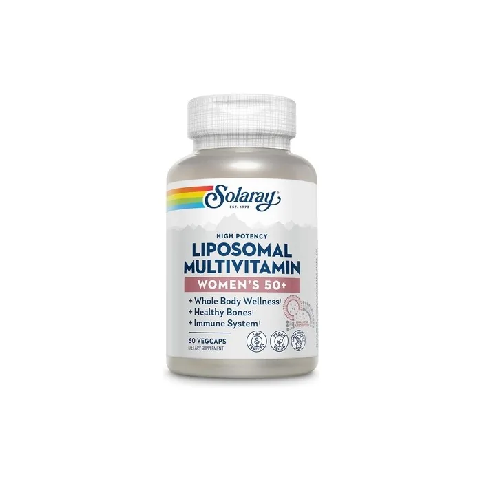 Solaray Liposomal Multivitamin for Women 50 Plus with Iron, Vitamin D, Vitamin C, B12, Biotin and More 60 VegCaps