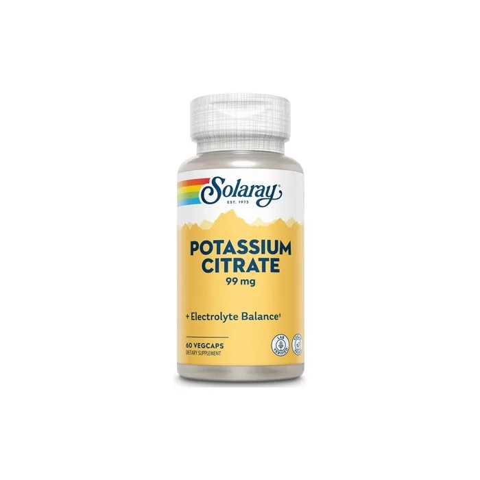 Solaray Potassium Citrate Healthy Electrolyte Balance Nerve Muscle Function Support Vegan 60 VegCaps