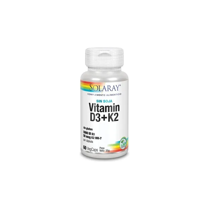 Solaray Vitamin D3 And K2 60 Vegetable Capsules 5000 Iu
