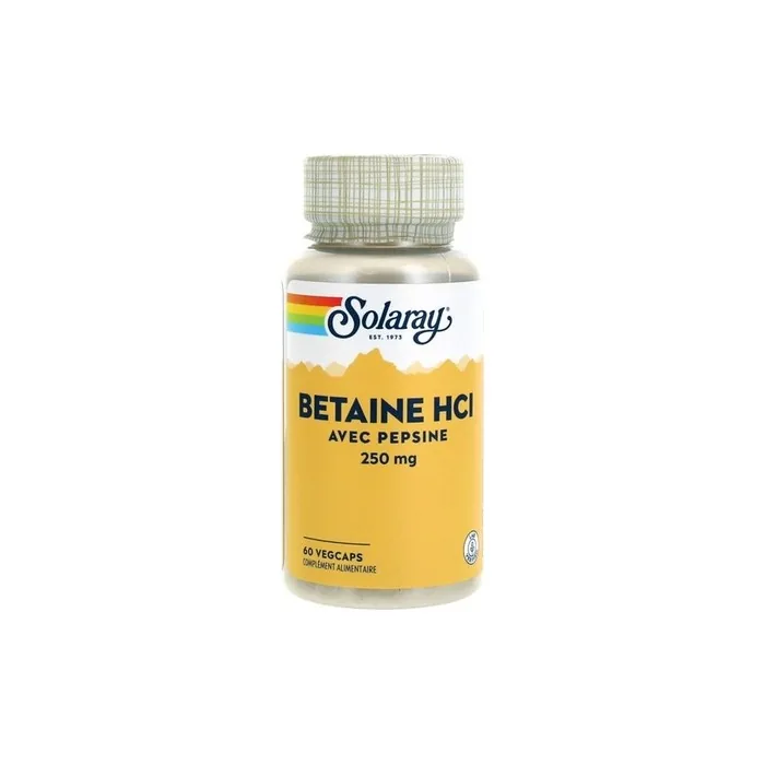 Solaray Betaine HCl with Pepsin 250mg 60 Vegetarian Capsules