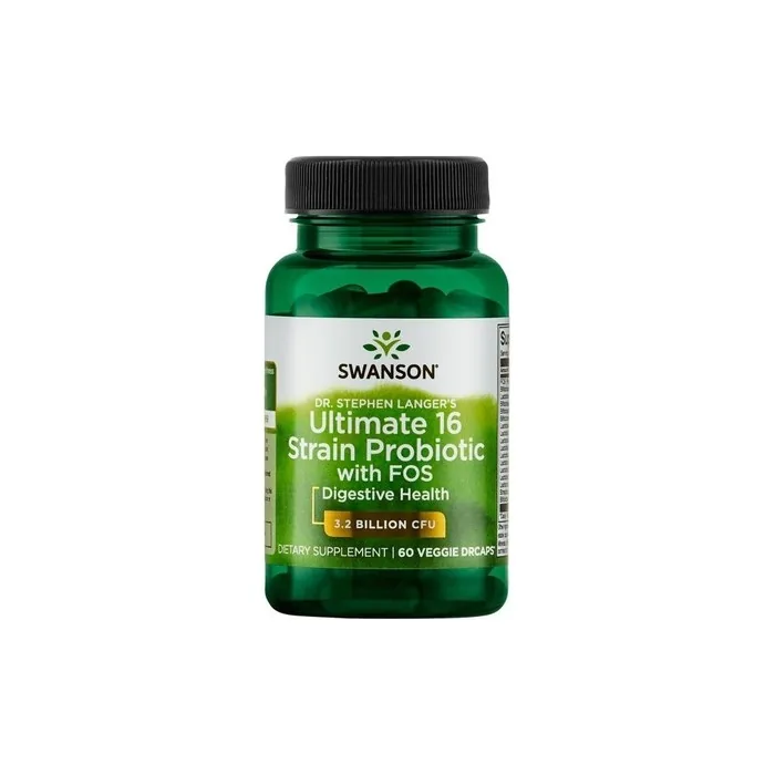 Swanson Dr. Stephen Langer's Ultimate 16 Strain Probiotic with FOS 60 Vegetarian Capsules 3.2 Billion CFU