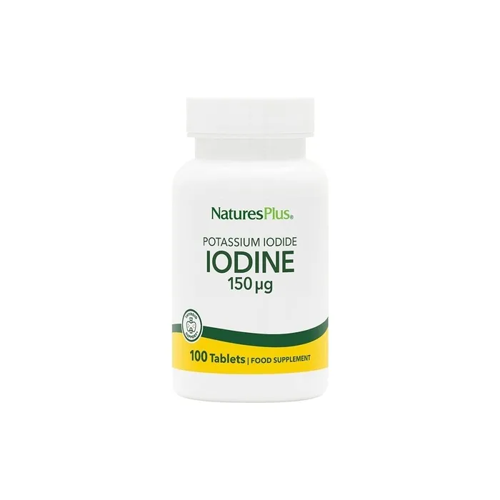 NaturesPlus Potassium Iodide 150mcg Iodine Tablets for Metabolism Cognitive Functions Skin Energy Vegetarian Gluten Free 100 Tablets