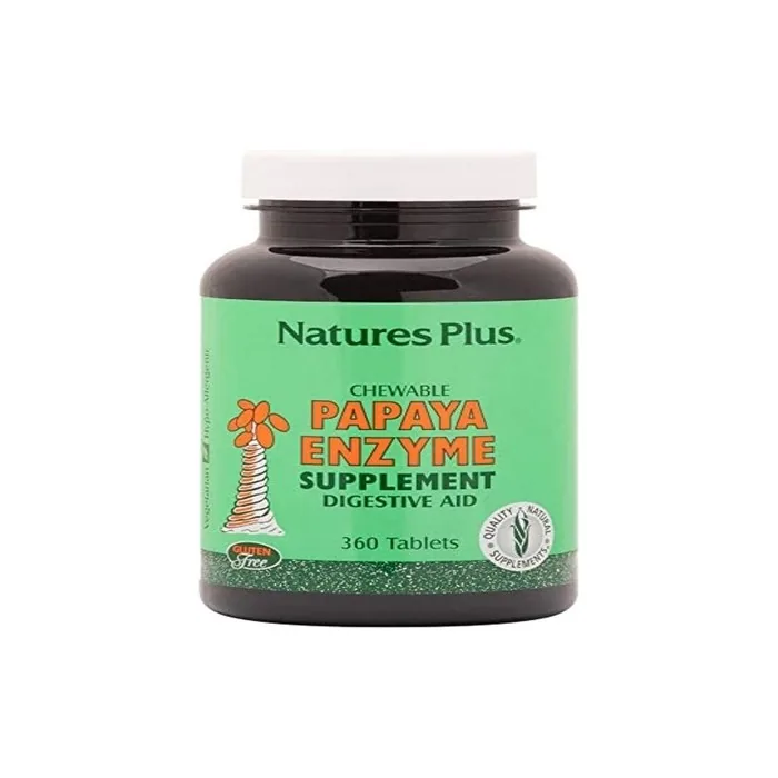 NaturesPlus Papaya Enzyme All Natural Digestive Aid Supplement 360 Chewable Tablets 6mg Papain