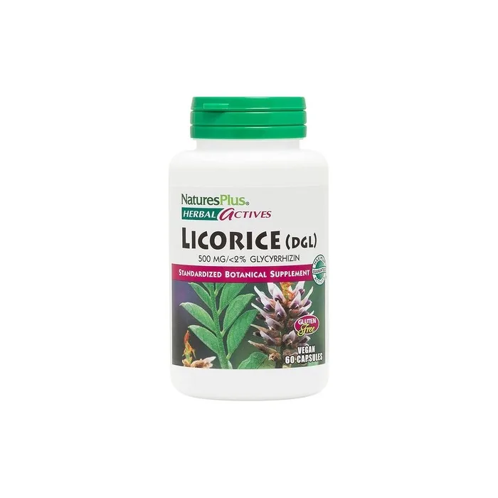NaturesPlus Herbal Actives Licorice (DGL) Capsules 500mg 60 Vegan Supplements