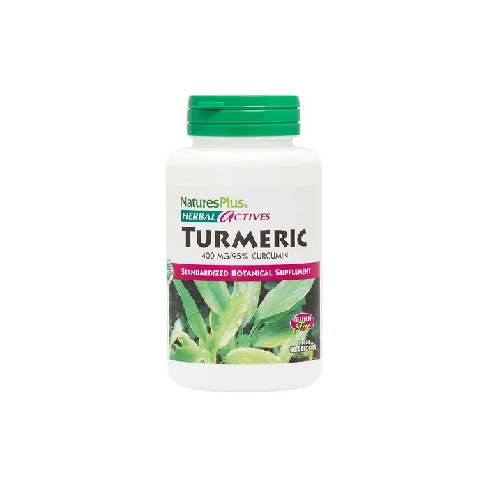 NaturesPlus Herbal Actives Turmeric 400mg 95% Curcumin Vegan Capsules 60 Servings