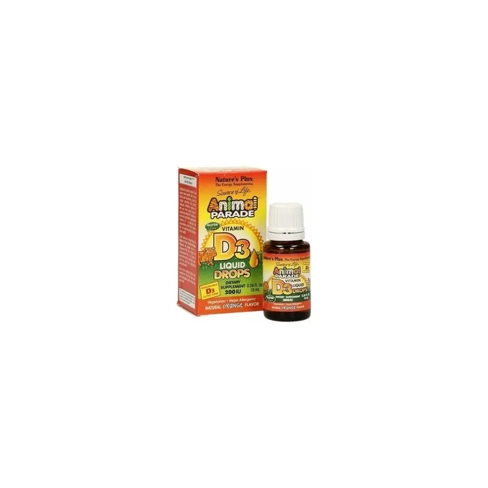 Nature's Plus Animal Parade Vitamin D3 200 IU Liquid Drops Orange Flavor 10ml