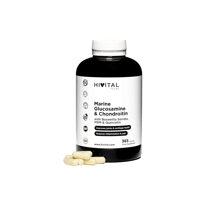 Glucosamine With Chondroitin 365 Capsules With Msm Boswellia Serrata And Quercetin Natural Antiinflammatory For Joint Pain And Inflammation Strengthens Bones And Cartilage